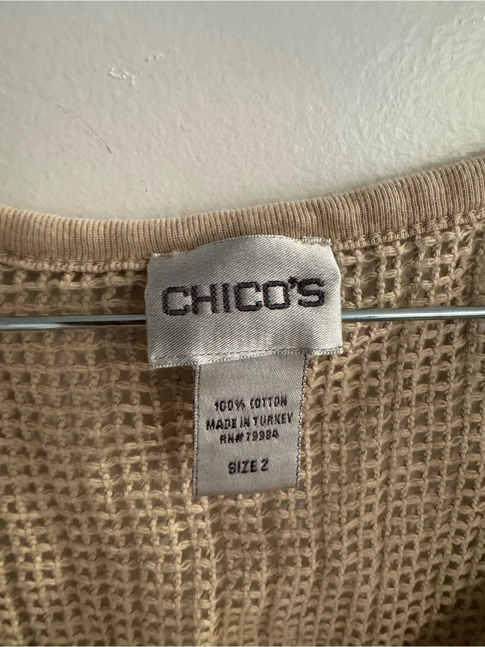 Coastal Grandma lightweight V-Neck Knit Sweater in Beige 100% cotton size large - Picture 2 of 6